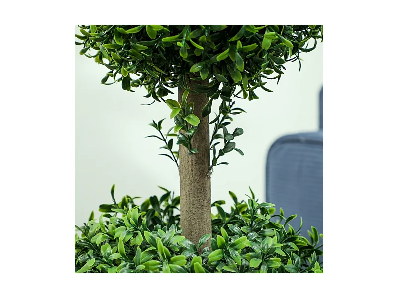 Lot de 2 buis artificiels grands, plastique, vert, pots inclus avec protection UV, réalistes et durables (18x18x91.6cm)