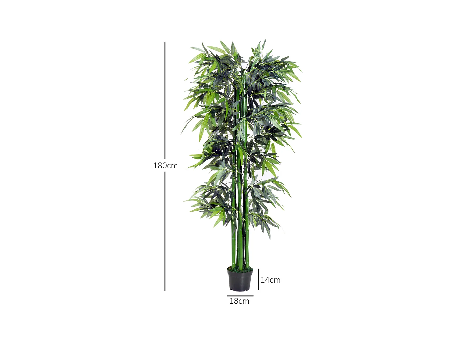 Plante artificielle bambou 180 cm, avec pot, réaliste, facile à entretenir, vert (18x18x180 cm)
