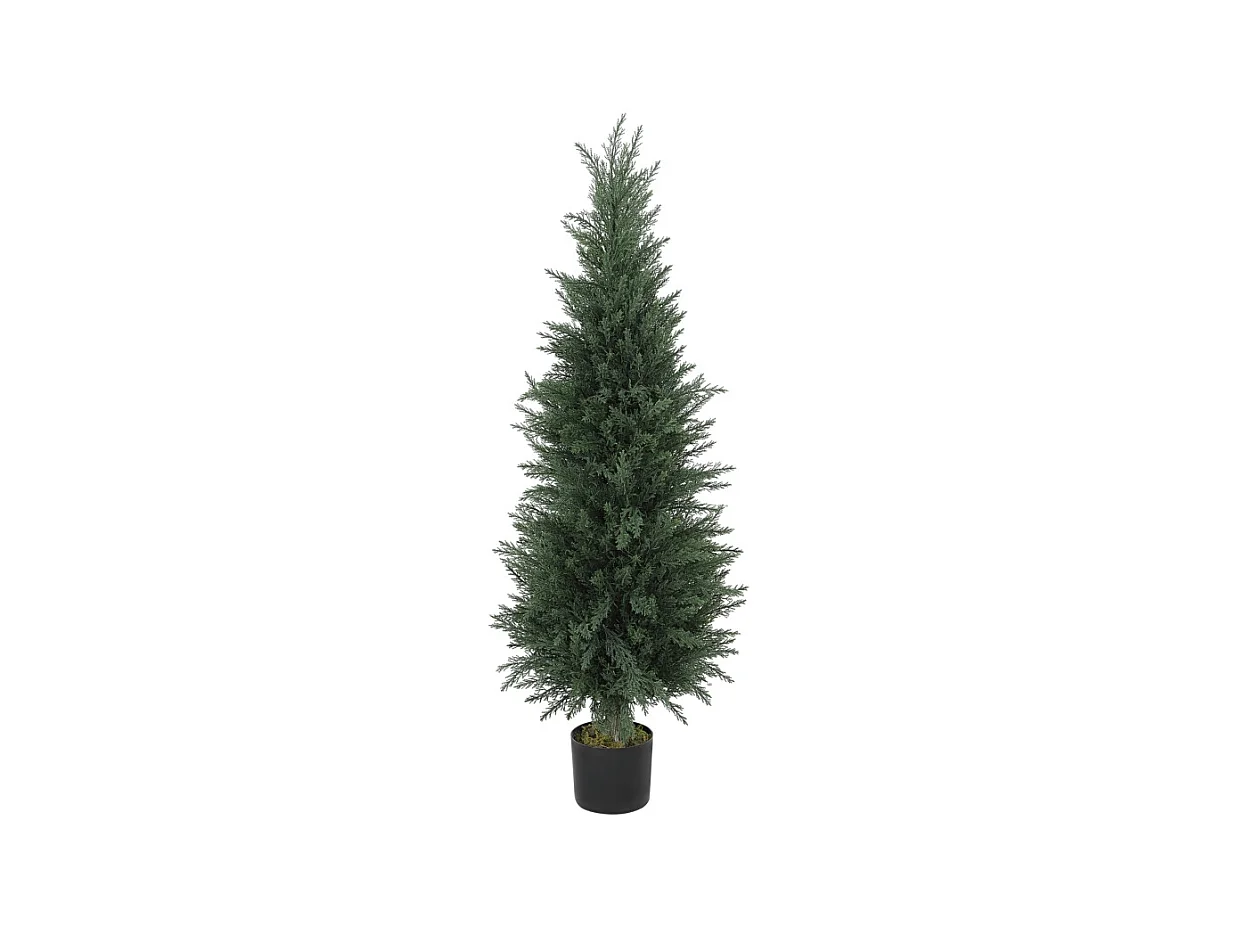 Cyprès artificiel grand, plastique UV résistant, vert, avec pot stable, décoration intérieure et extérieure (40x40x120cm)