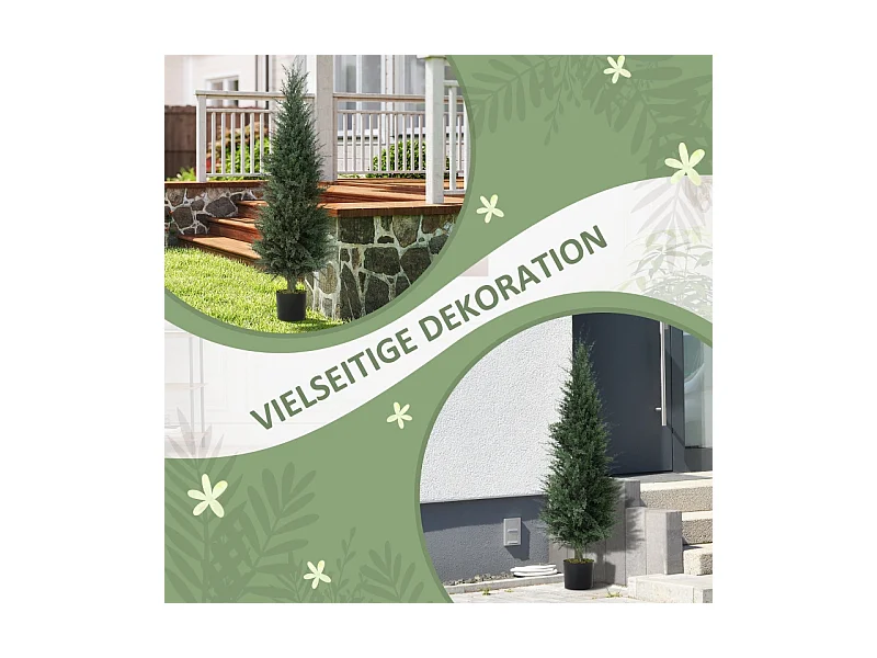 Cyprès artificiel grand, plastique UV résistant, vert, avec pot stable, décoration intérieure et extérieure (40x40x120cm)