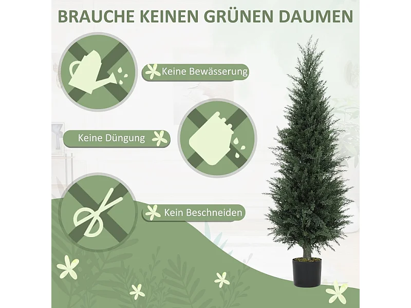 Cyprès artificiel grand, plastique UV résistant, vert, avec pot stable, décoration intérieure et extérieure (40x40x120cm)