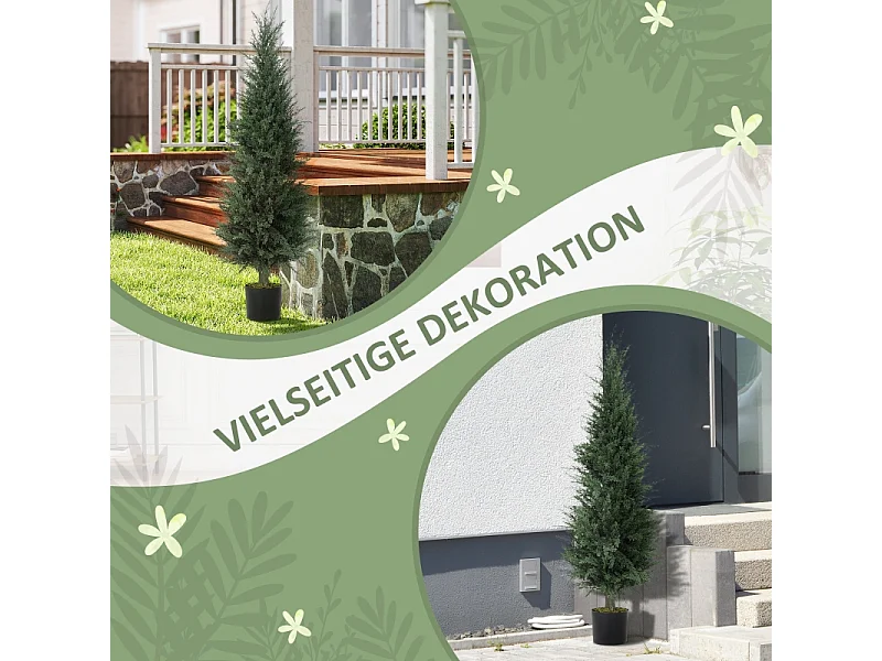 Cyprès artificiel grand, plastique UV résistant, vert, avec pot stable, décoration intérieure et extérieure (40x40x120cm)