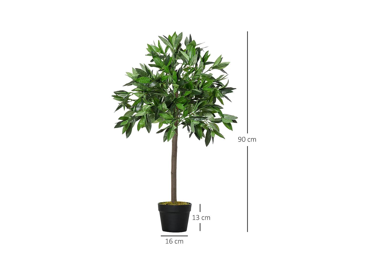 Lot de 2 Laurier artificiels, pot en ciment, vert, (16x16x90 cm)