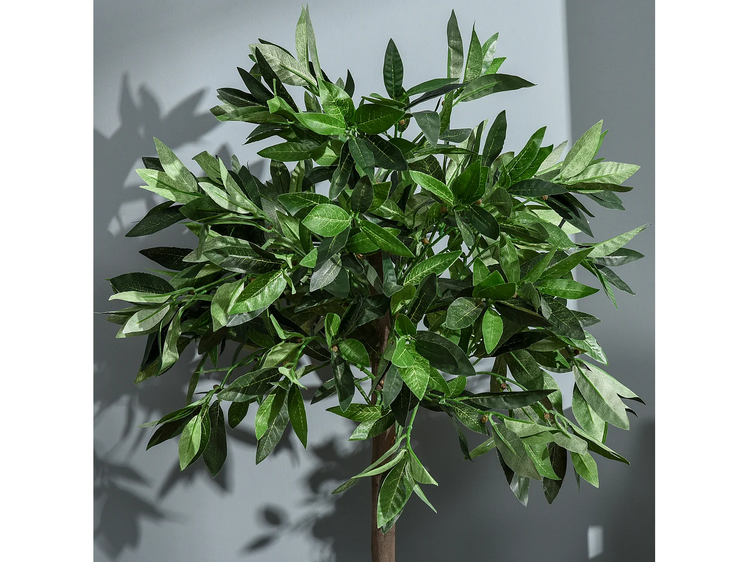 Lot de 2 Laurier artificiels, pot en ciment, vert, (16x16x90 cm)