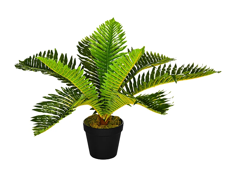 Planta artificial en maceta, Palmera, con maceta negra, verde (12,5x12,5x50 cm)