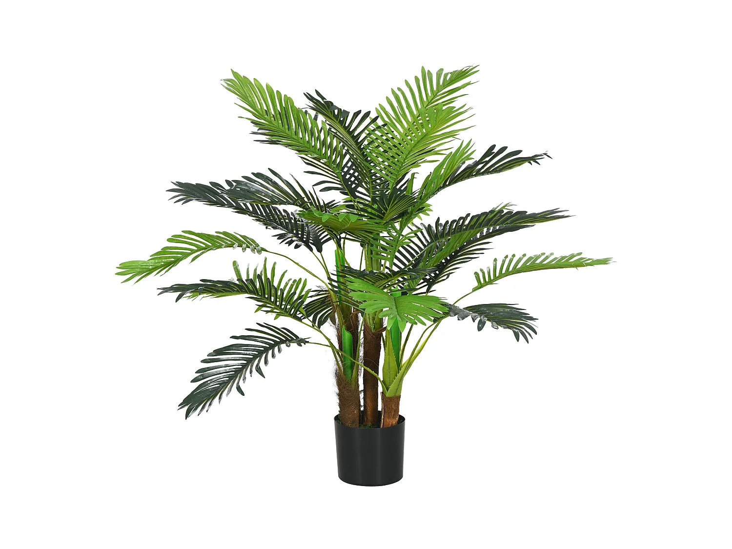 Plante artificielle palmier réaliste, plastique, vert, avec 27 branches, hauteur 100cm (16x16x100cm)
