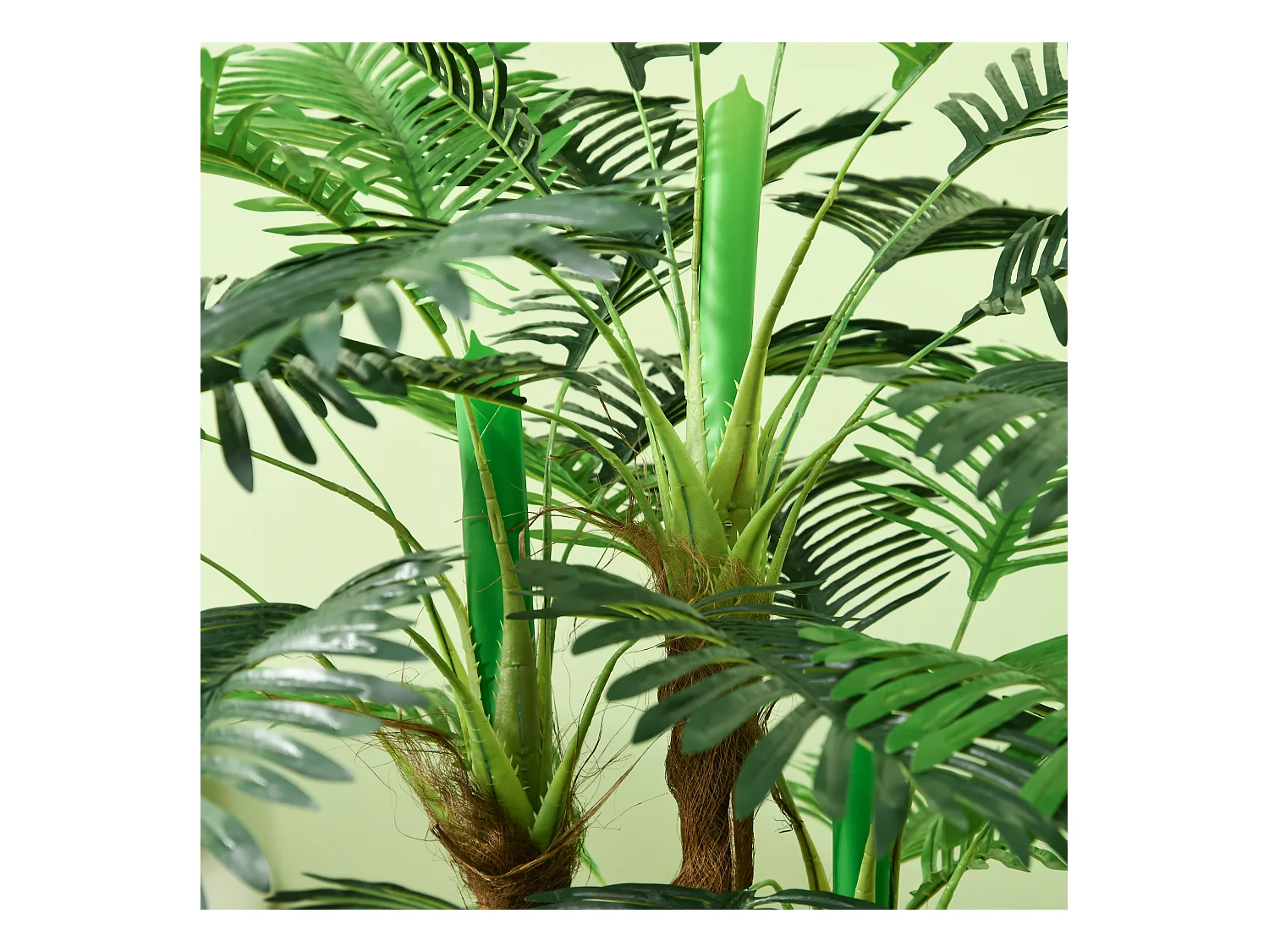 Plante artificielle palmier réaliste, plastique, vert, avec 27 branches, hauteur 100cm (16x16x100cm)
