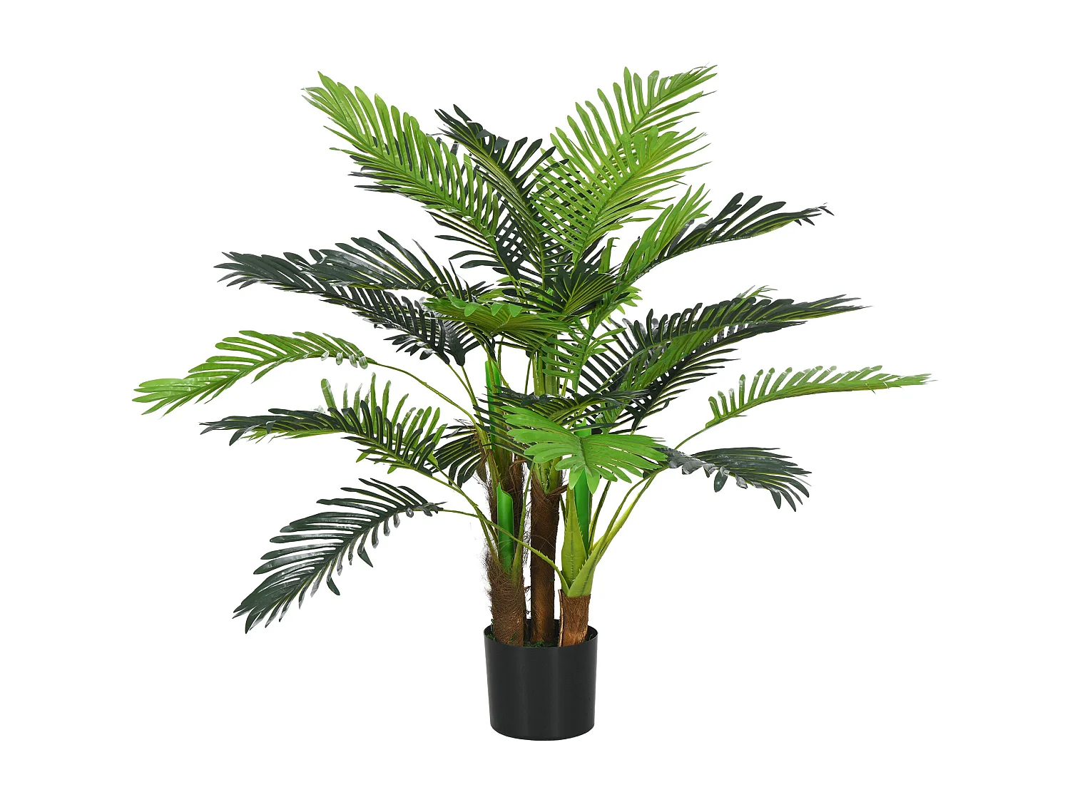 Plante artificielle palmier réaliste, plastique, vert, avec 27 branches, hauteur 100cm (16x16x100cm)
