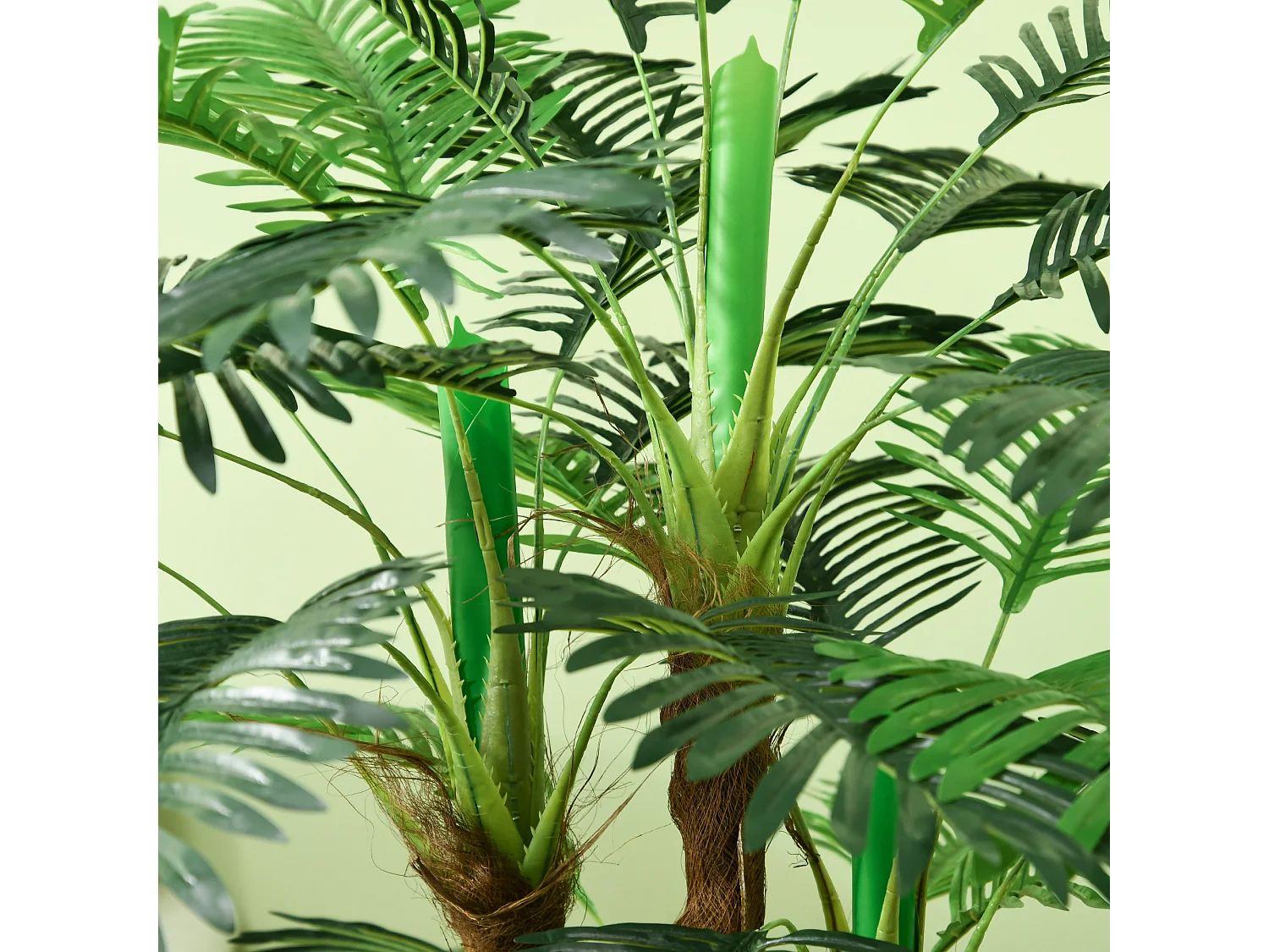 Plante artificielle palmier réaliste, plastique, vert, avec 27 branches, hauteur 100cm (16x16x100cm)