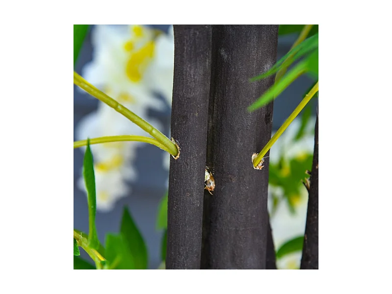 Plante artificielle Glycine blanche en pot, en plastique, pour intérieur et extérieur (24x24x165 cm)