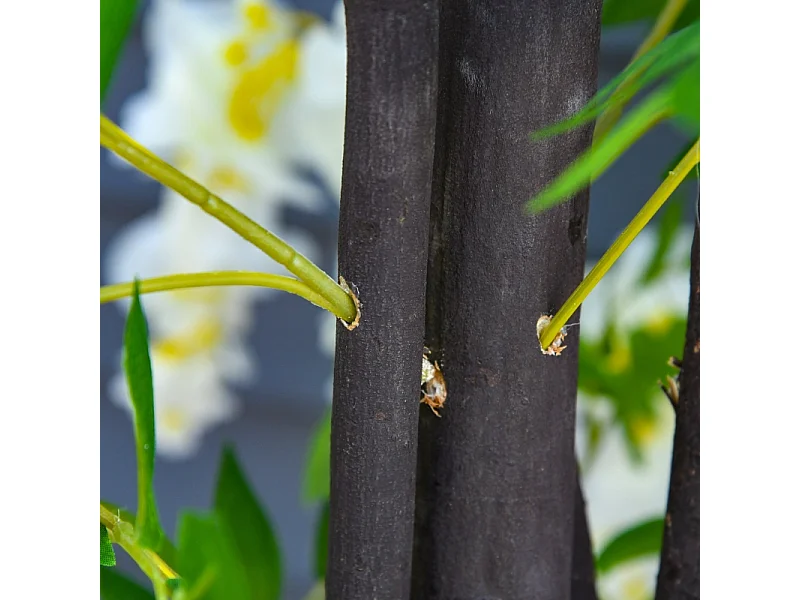 Plante artificielle Glycine blanche en pot, en plastique, pour intérieur et extérieur (24x24x165 cm)