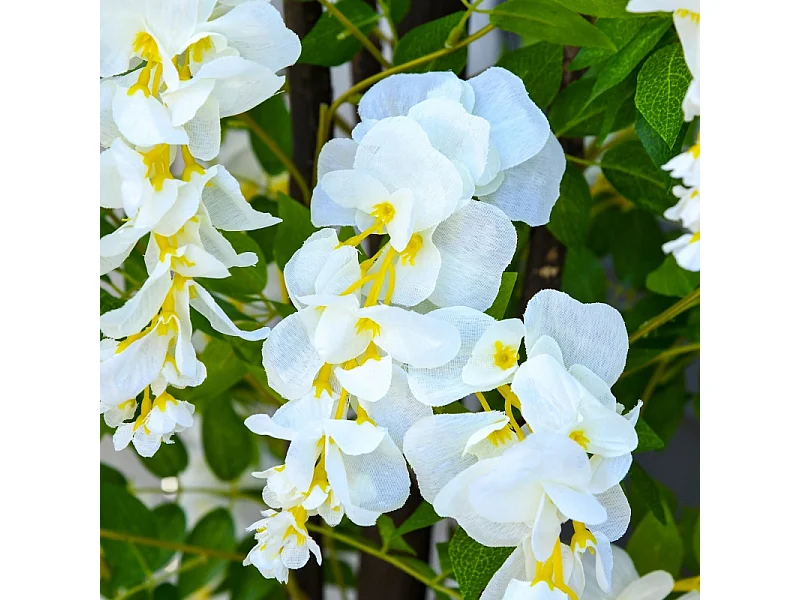 Plante artificielle Glycine blanche en pot, en plastique, pour intérieur et extérieur (24x24x165 cm)