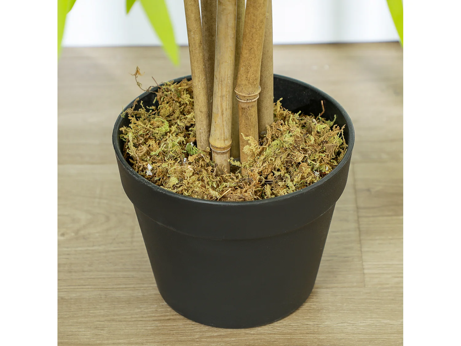 Plante artificielle Bambou, 150 cm, avec mousse artificielle, plastique, verte (17x17x150 cm)