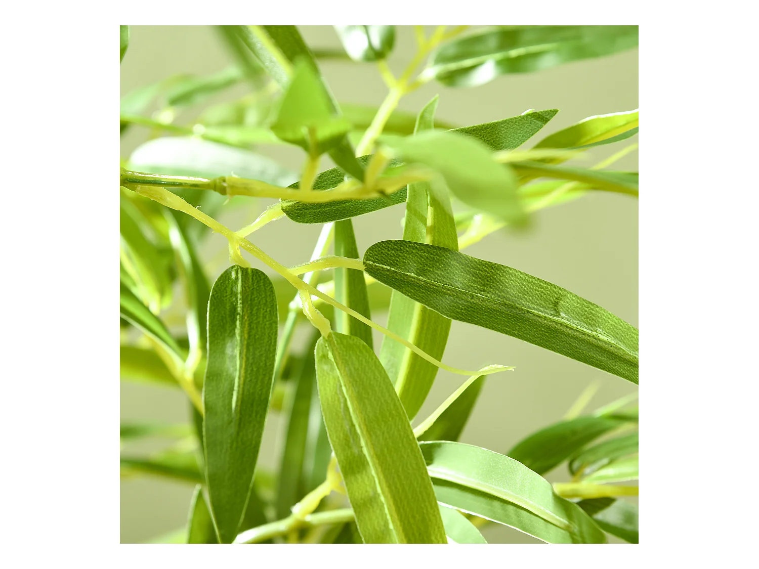 Plante artificielle bambou, feuilles denses, plastique, vert (15x15x180cm)