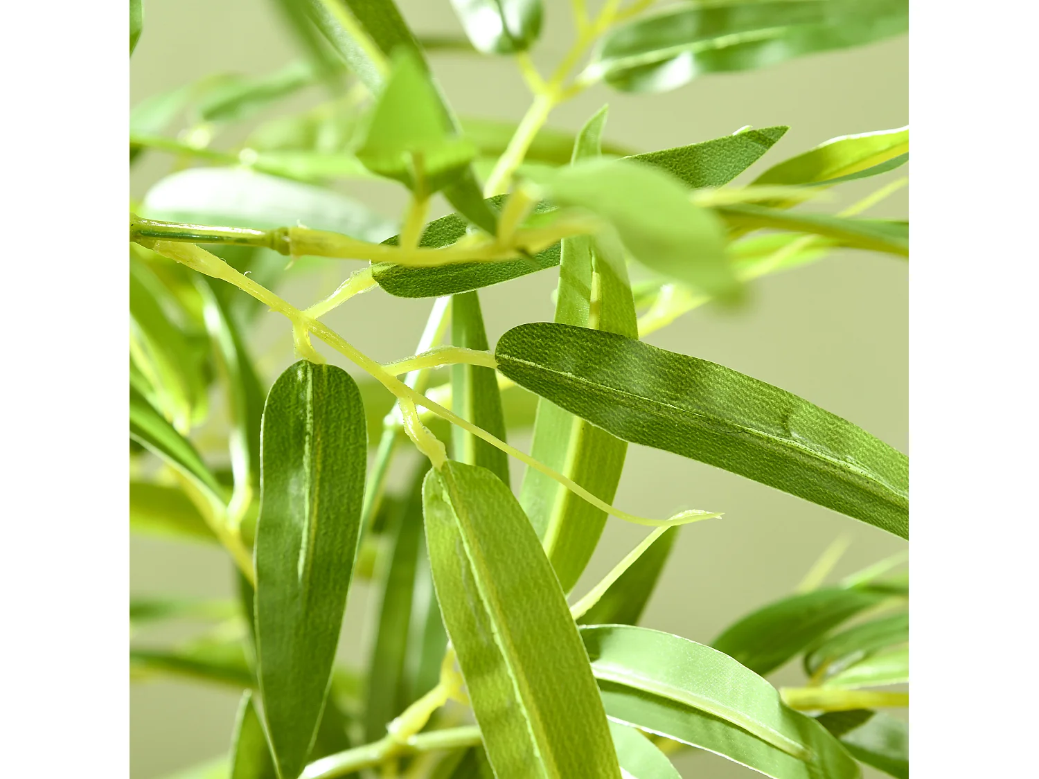 Plante artificielle bambou, feuilles denses, plastique, vert (15x15x180cm)