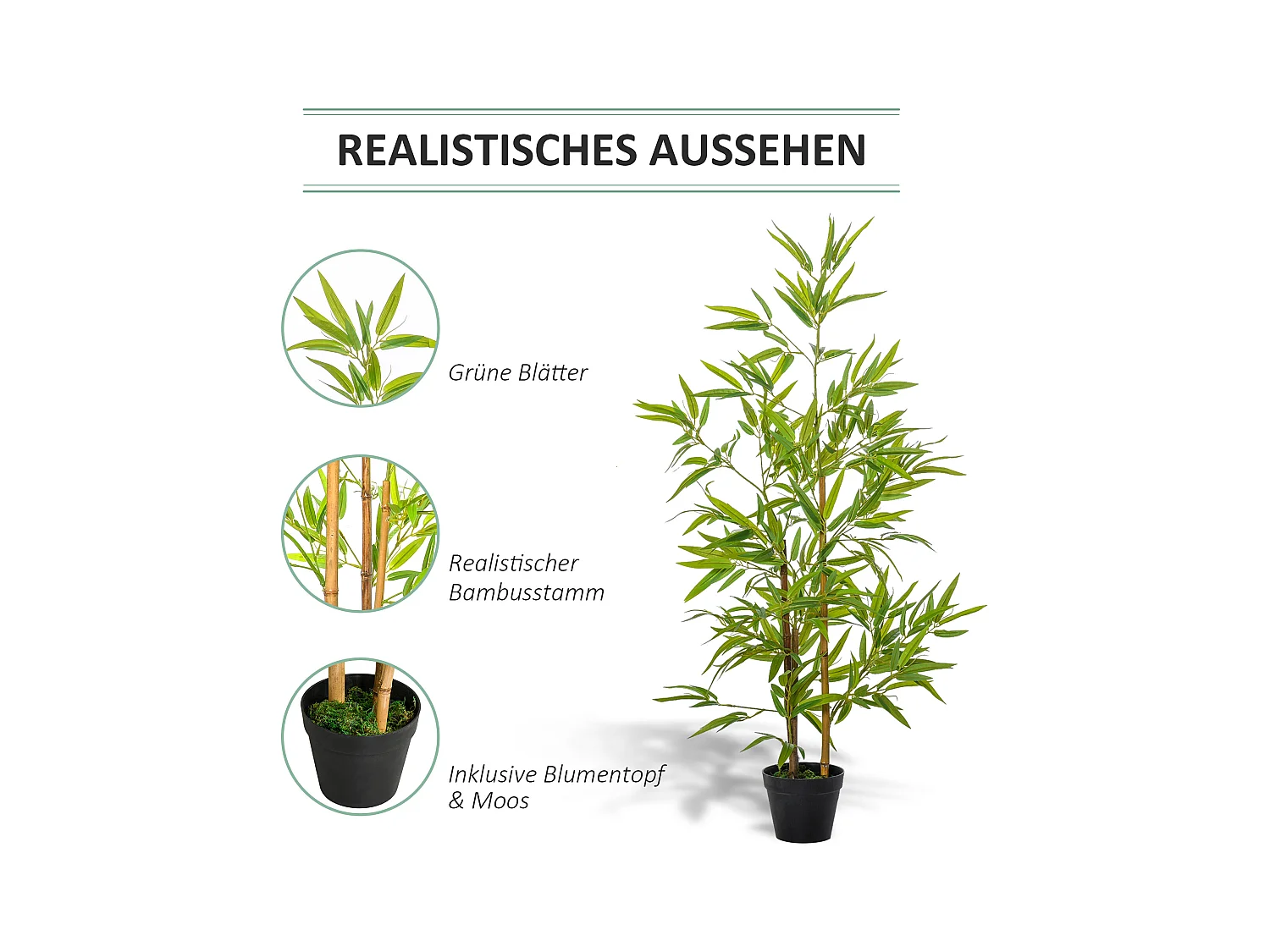 Kunstbamboe plant 120 cm met groene sierpot (15,5x15,5x120 cm)