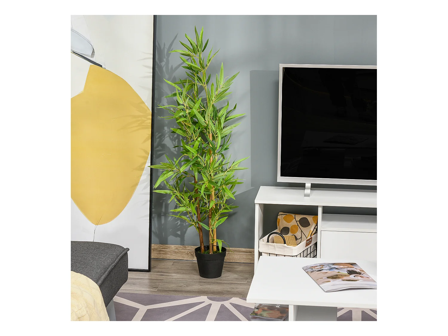 Plante Artificielle Bambou 120 cm avec Pot Décoratif Vert (15.5x15.5x120 cm)