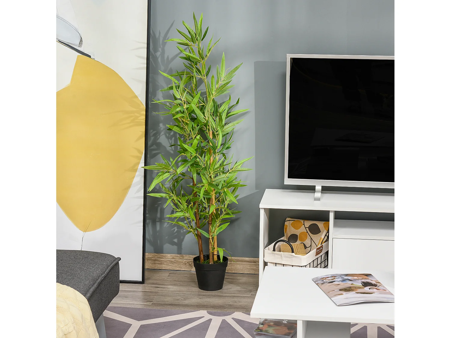 Plante Artificielle Bambou 120 cm avec Pot Décoratif Vert (15.5x15.5x120 cm)