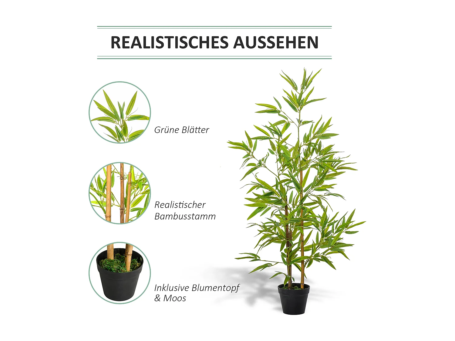 Plante Artificielle Bambou 120 cm avec Pot Décoratif Vert (15.5x15.5x120 cm)