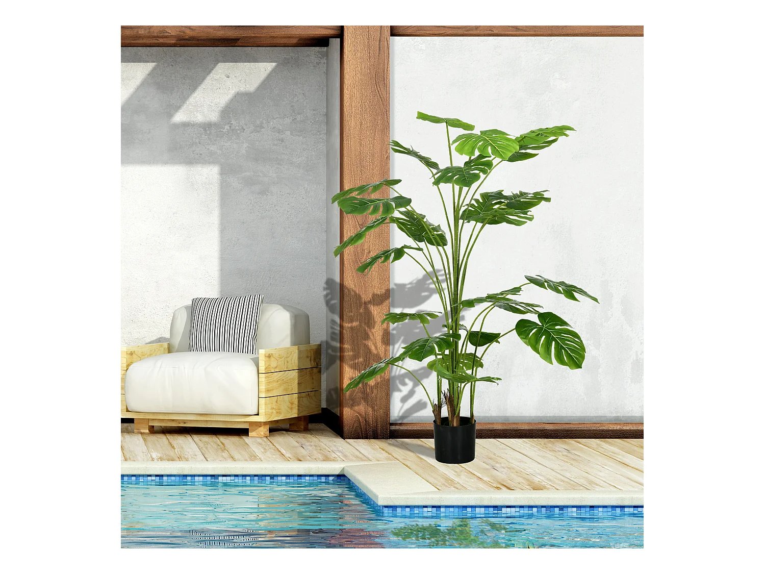 Plante artificielle Monstera Deliciosa, 180 cm, avec 24 branches, plante décorative pour intérieur, plastique, vert (20x20x180 cm)
