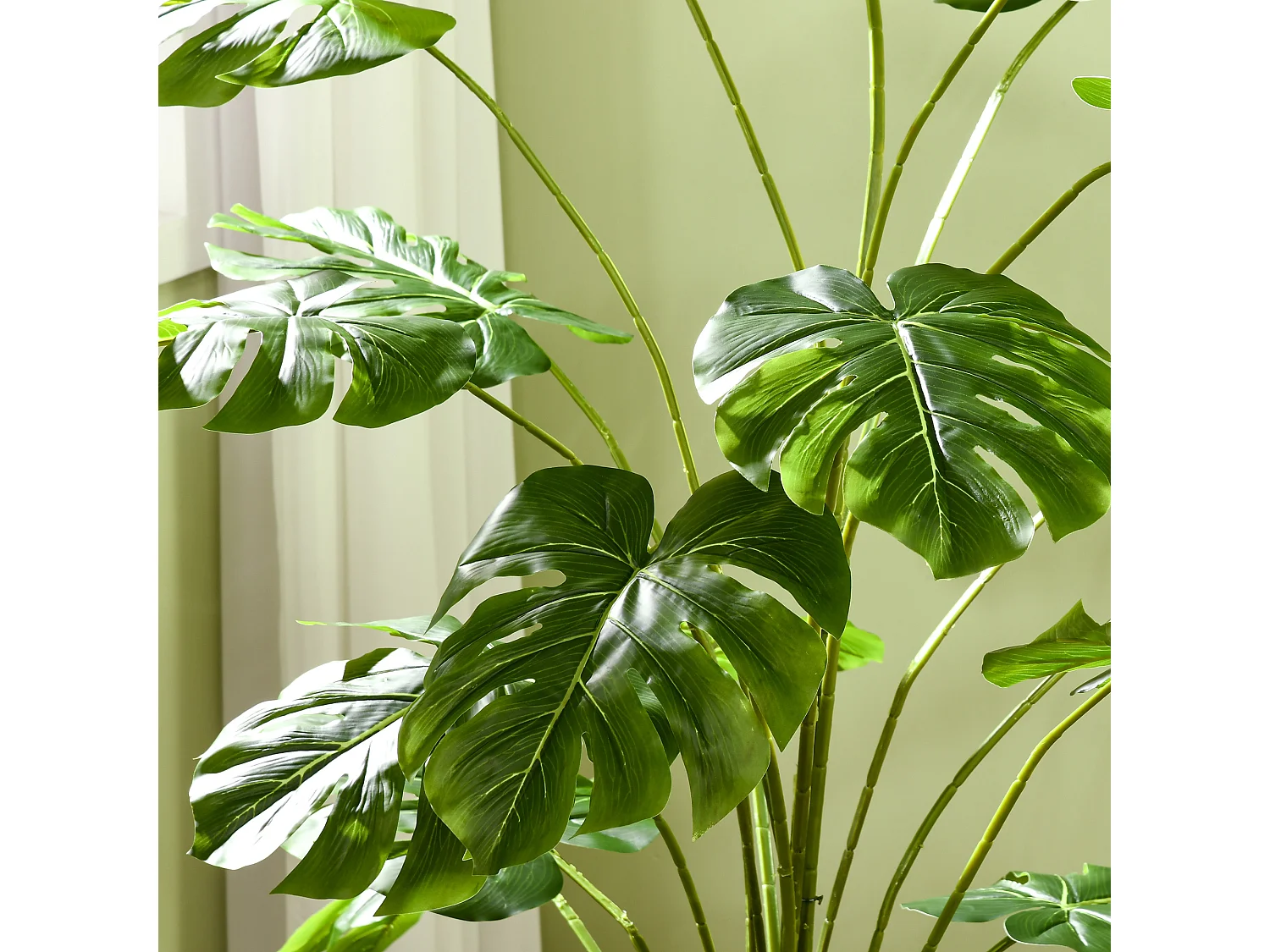 Plante artificielle Monstera Deliciosa, 180 cm, avec 24 branches, plante décorative pour intérieur, plastique, vert (20x20x180 cm)