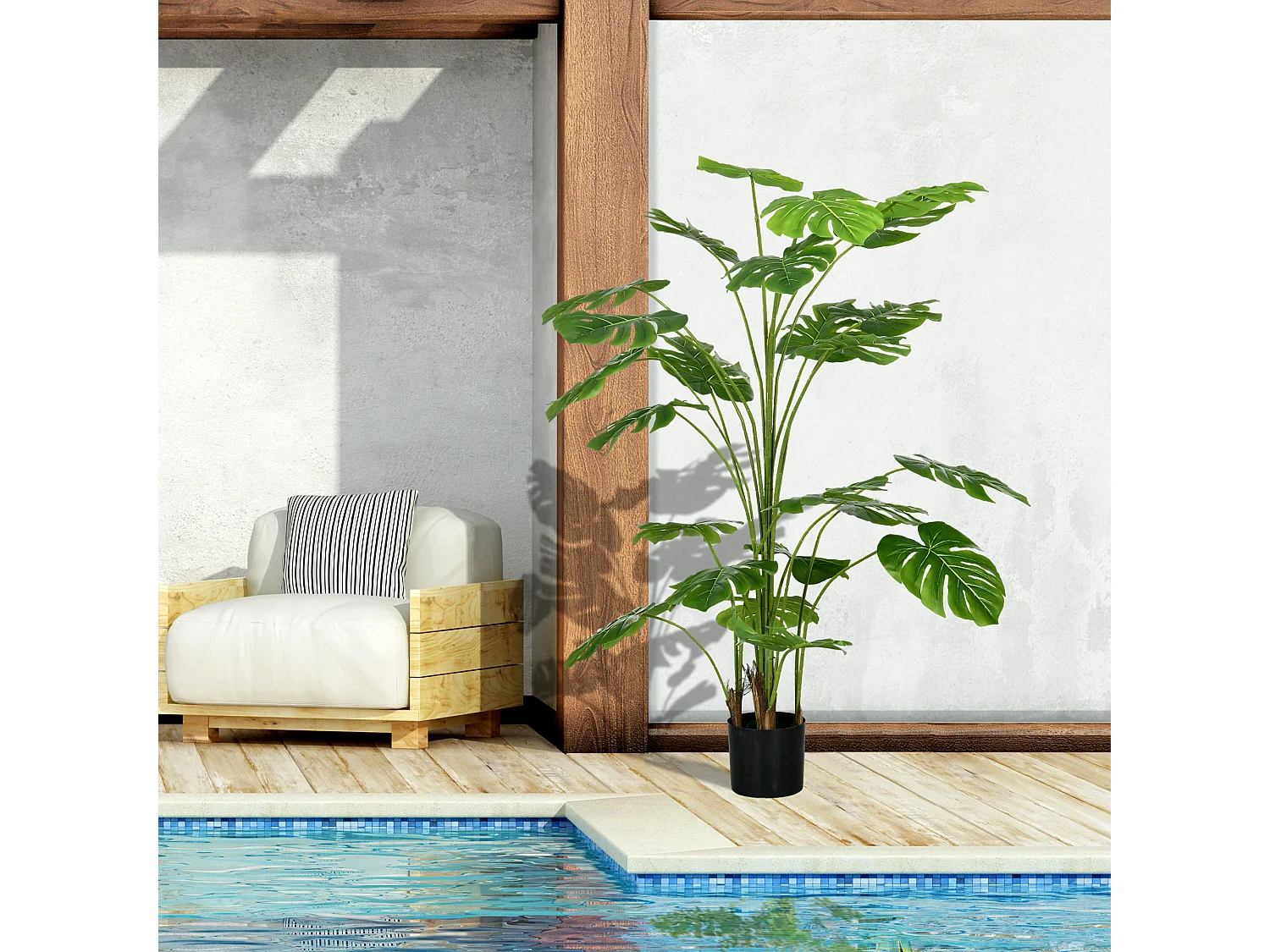 Plante artificielle Monstera Deliciosa, 180 cm, avec 24 branches, plante décorative pour intérieur, plastique, vert (20x20x180 cm)
