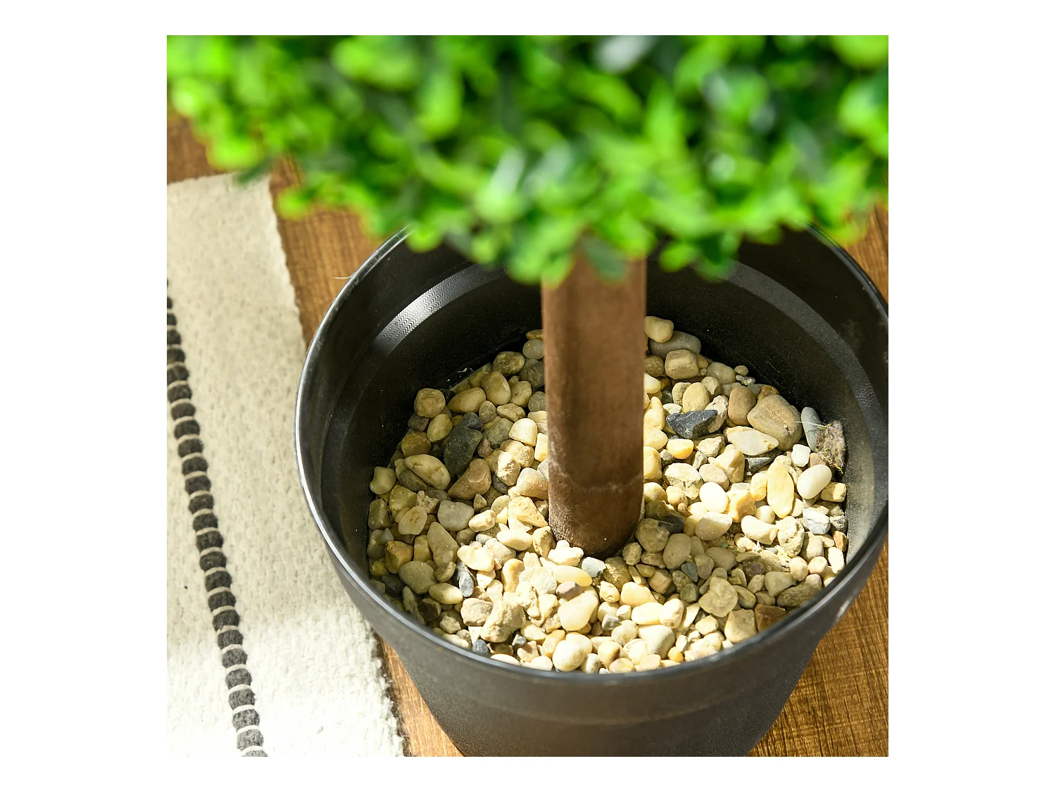 Set de 2 buis artificiels avec double boule, plante décorative UV résistante pour intérieur et extérieur, vert (18x18x90 cm)