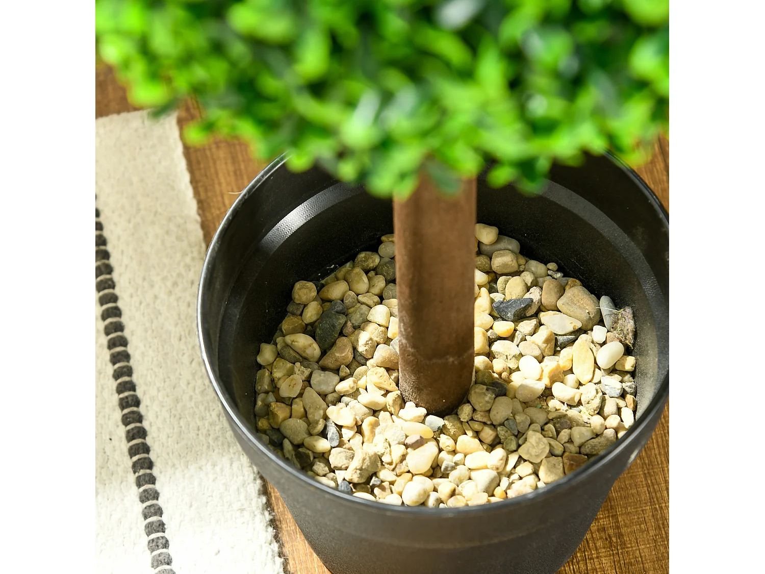 Set de 2 buis artificiels avec double boule, plante décorative UV résistante pour intérieur et extérieur, vert (18x18x90 cm)