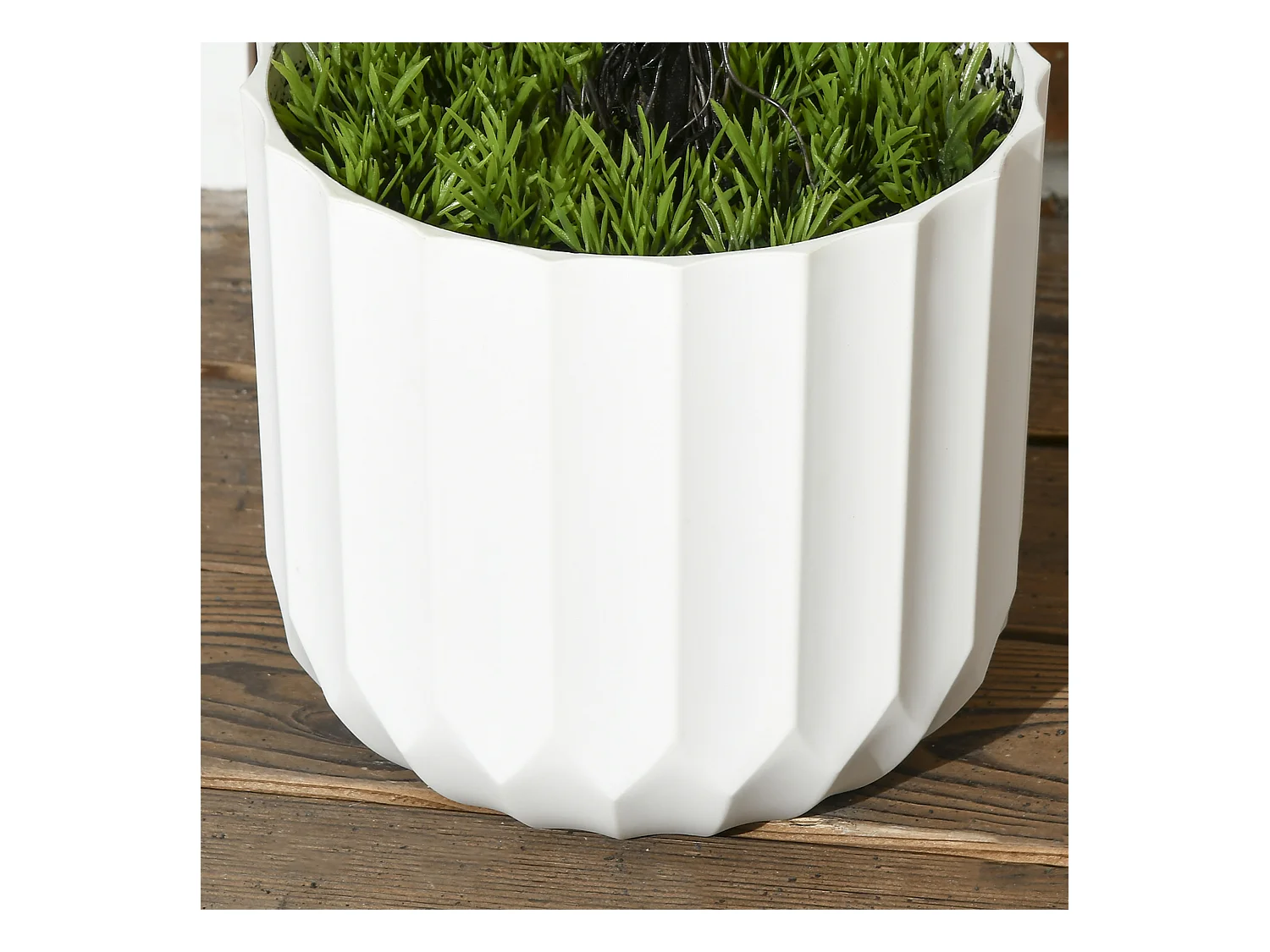 Plantes artificielles cyprès lot de 2, plastique, vert, pots avec mousse décorative (12x12x90 cm)