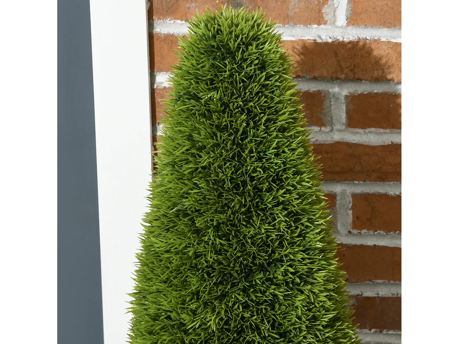 Plantes artificielles cyprès lot de 2, plastique, vert, pots avec mousse décorative (12x12x90 cm)