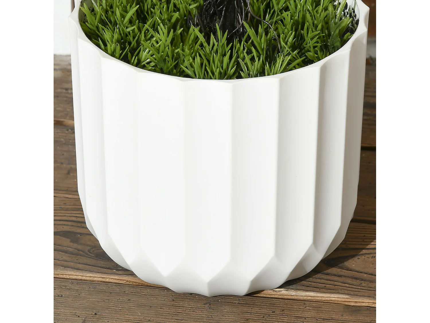 Plantes artificielles cyprès lot de 2, plastique, vert, pots avec mousse décorative (12x12x90 cm)