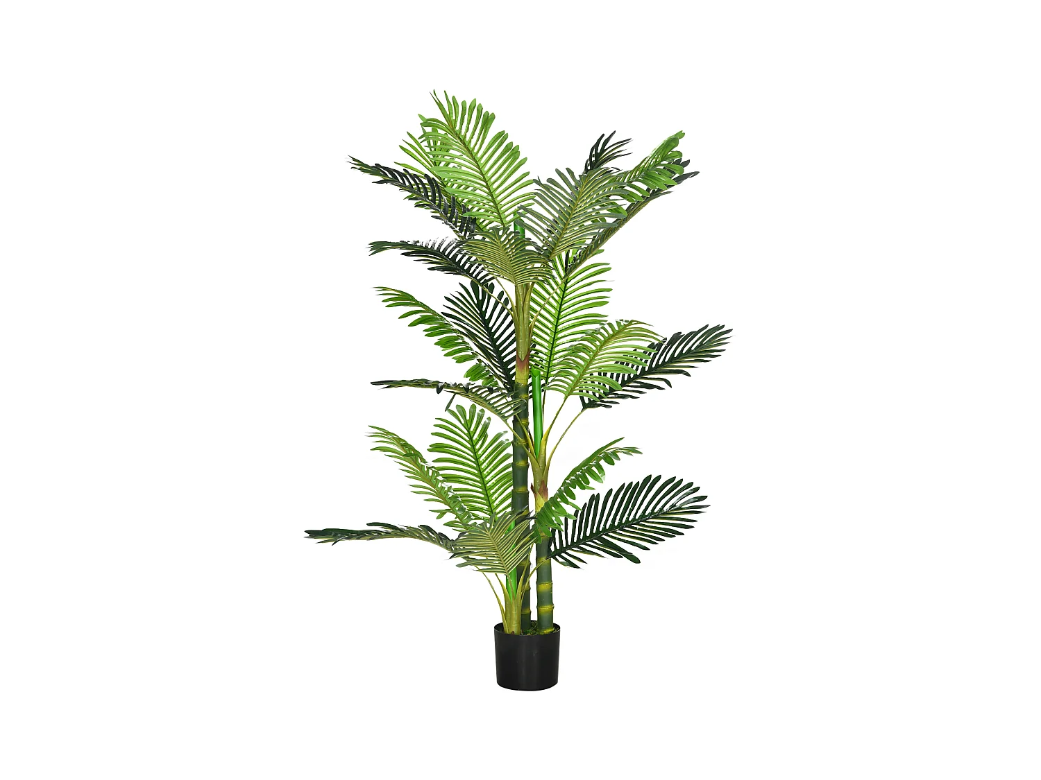 Palmier artificiel décoratif avec pot ciment, plastique durable, vert, stable et facile d'entretien (19.5x19.5x150cm)