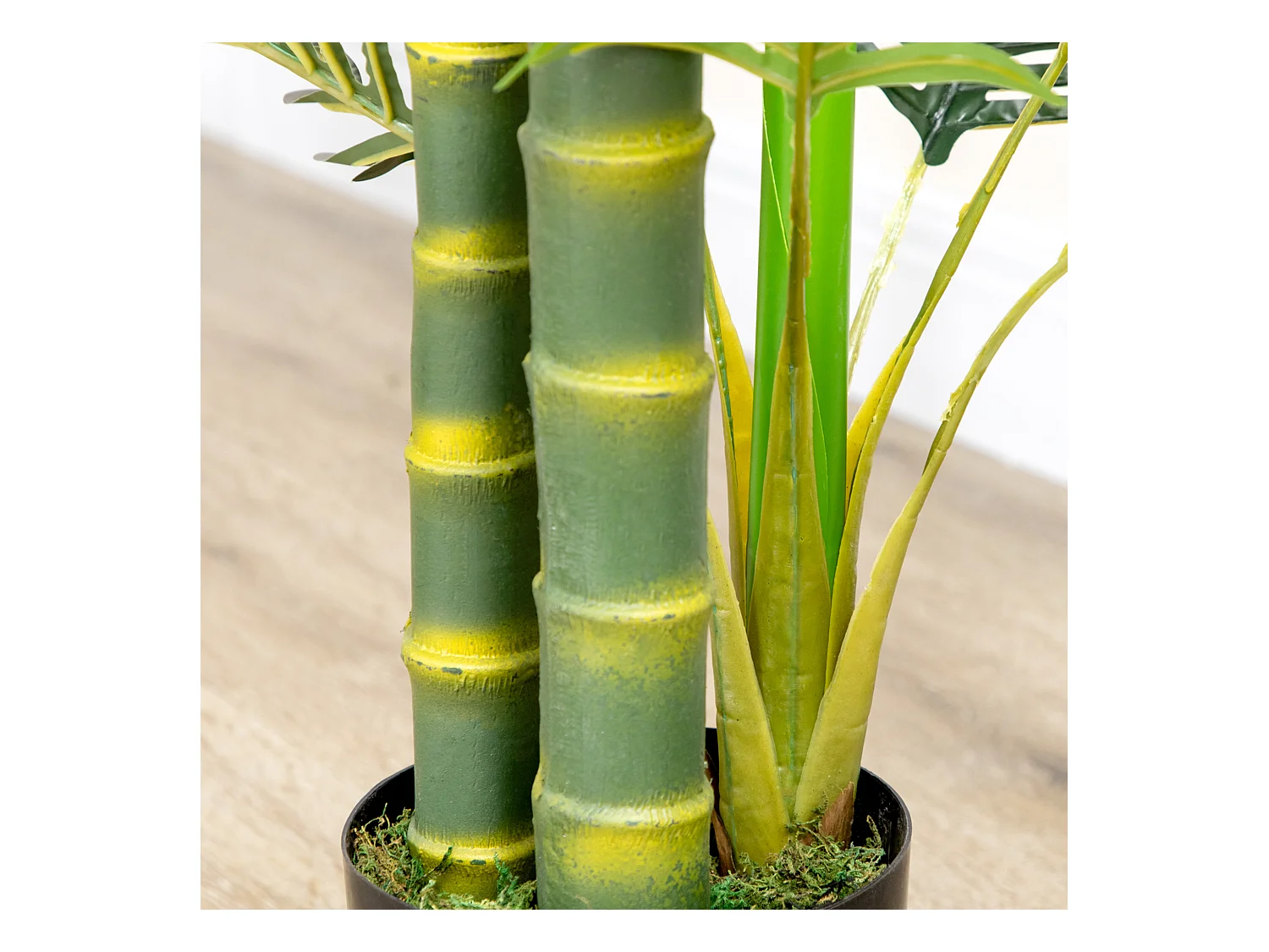 Palmier artificiel décoratif avec pot ciment, plastique durable, vert, stable et facile d'entretien (19.5x19.5x150cm)