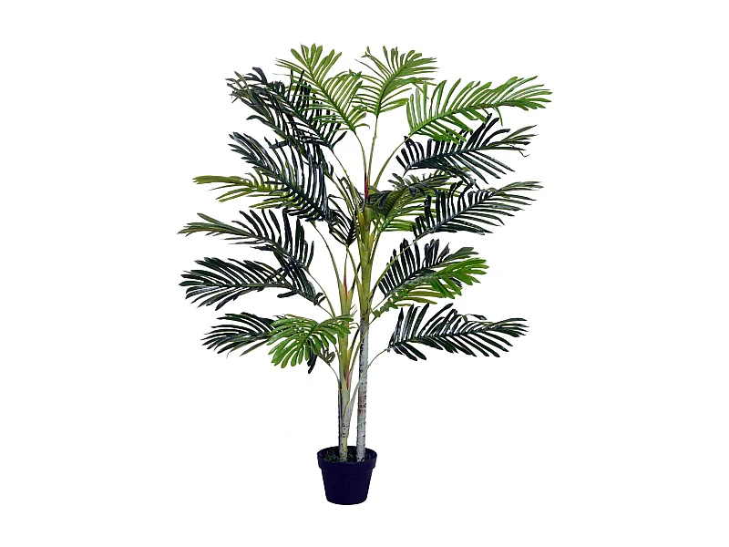 Palmier artificiel décoratif, 19 feuilles, pot en ciment, vert (18x18x150cm)