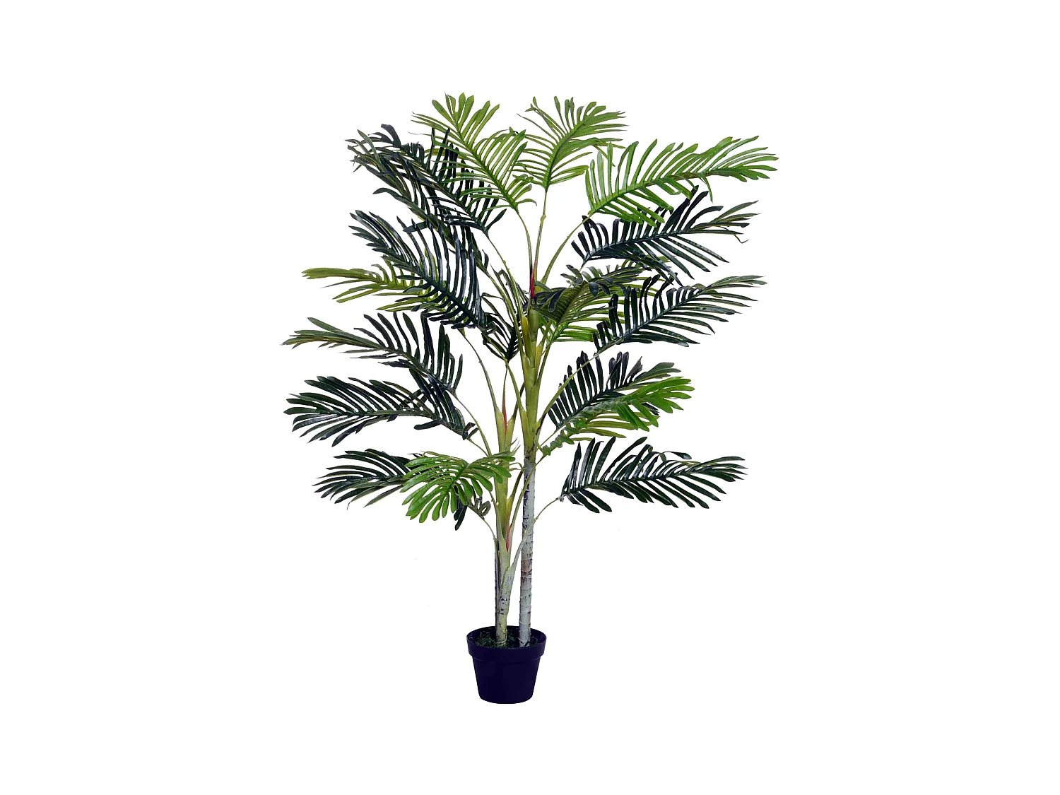 Palmier artificiel décoratif, 19 feuilles, pot en ciment, vert (18x18x150cm)