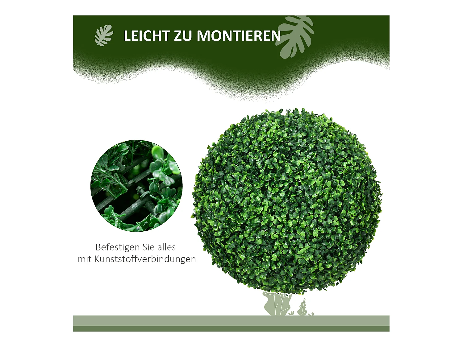 Kunstmatige buxusbol, UV-beschermd, kunststof, groen (40x40x40 cm)