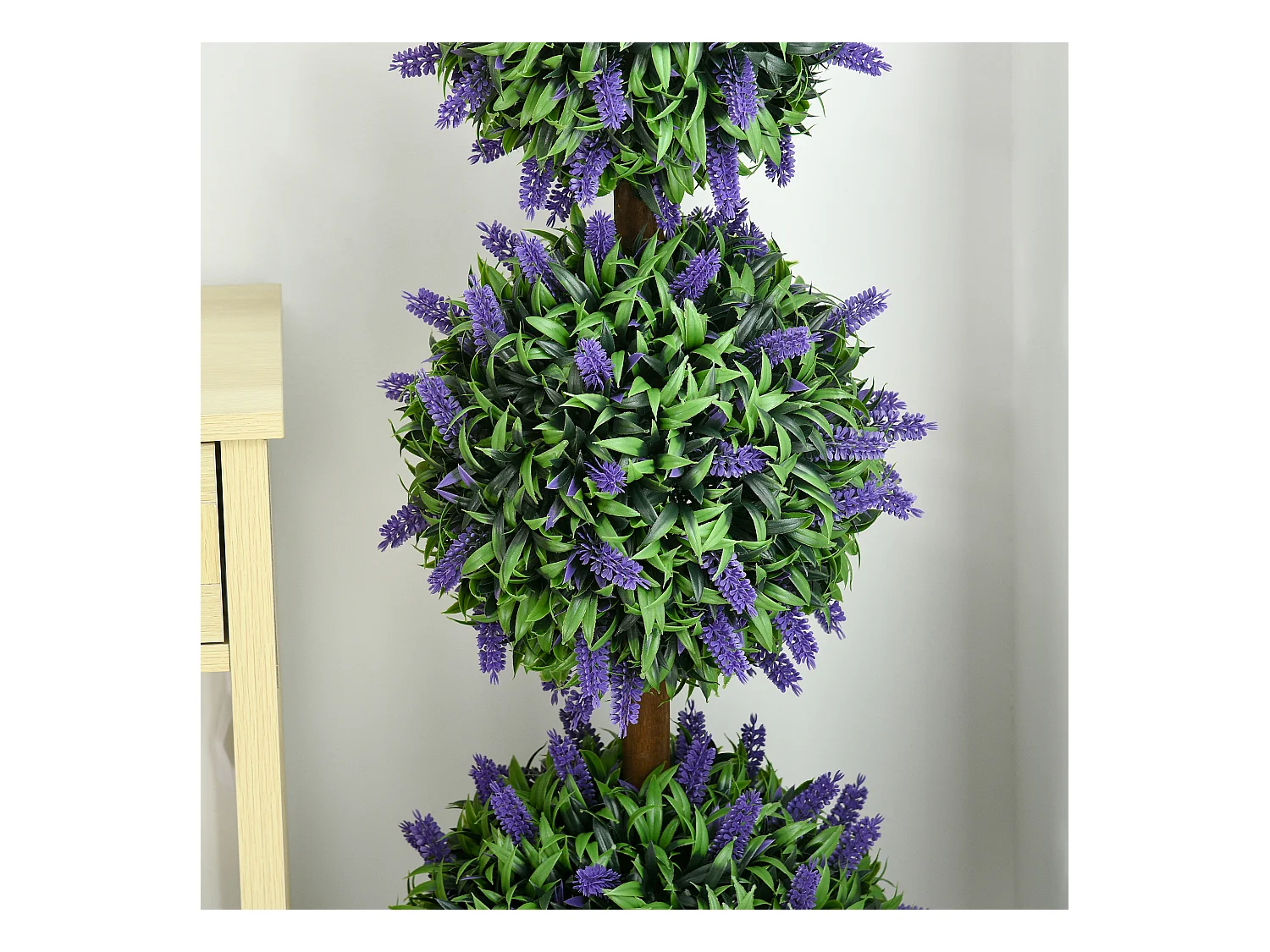 Ensemble de 2 arbres de lavande artificiels, UV résistant, plastique, vert (20x20x110 cm)