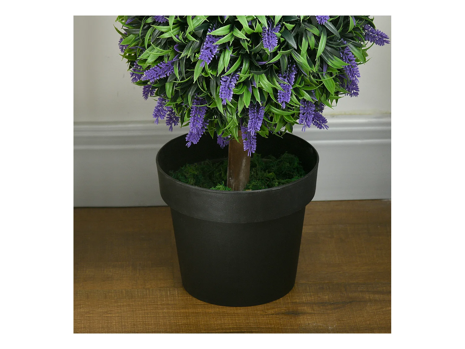 Ensemble de 2 arbres de lavande artificiels, UV résistant, plastique, vert (20x20x110 cm)