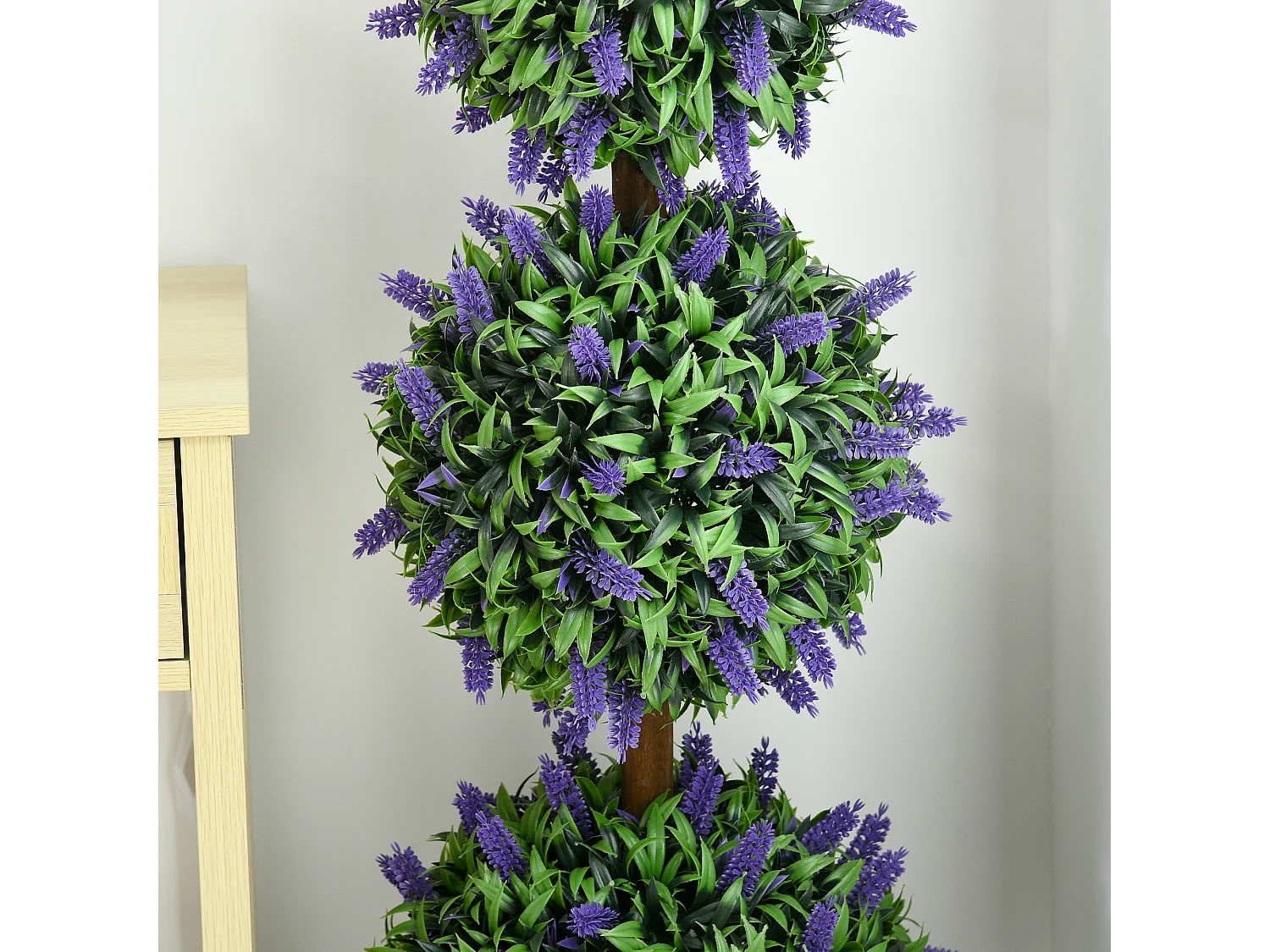 Ensemble de 2 arbres de lavande artificiels, UV résistant, plastique, vert (20x20x110 cm)