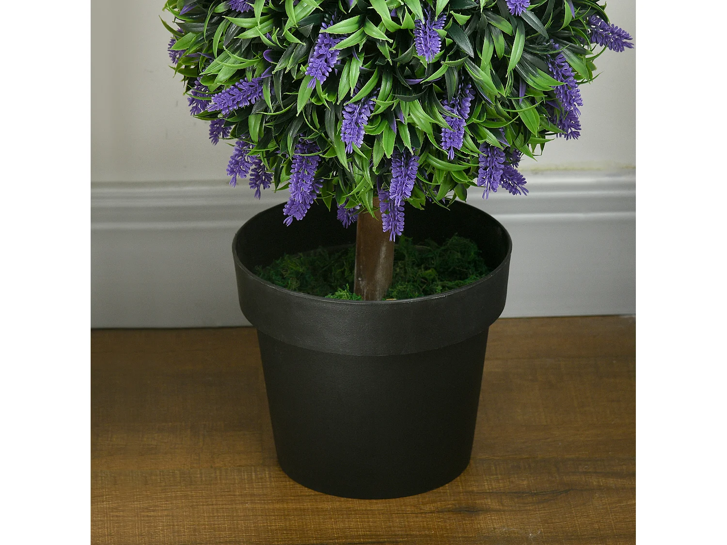 Ensemble de 2 arbres de lavande artificiels, UV résistant, plastique, vert (20x20x110 cm)