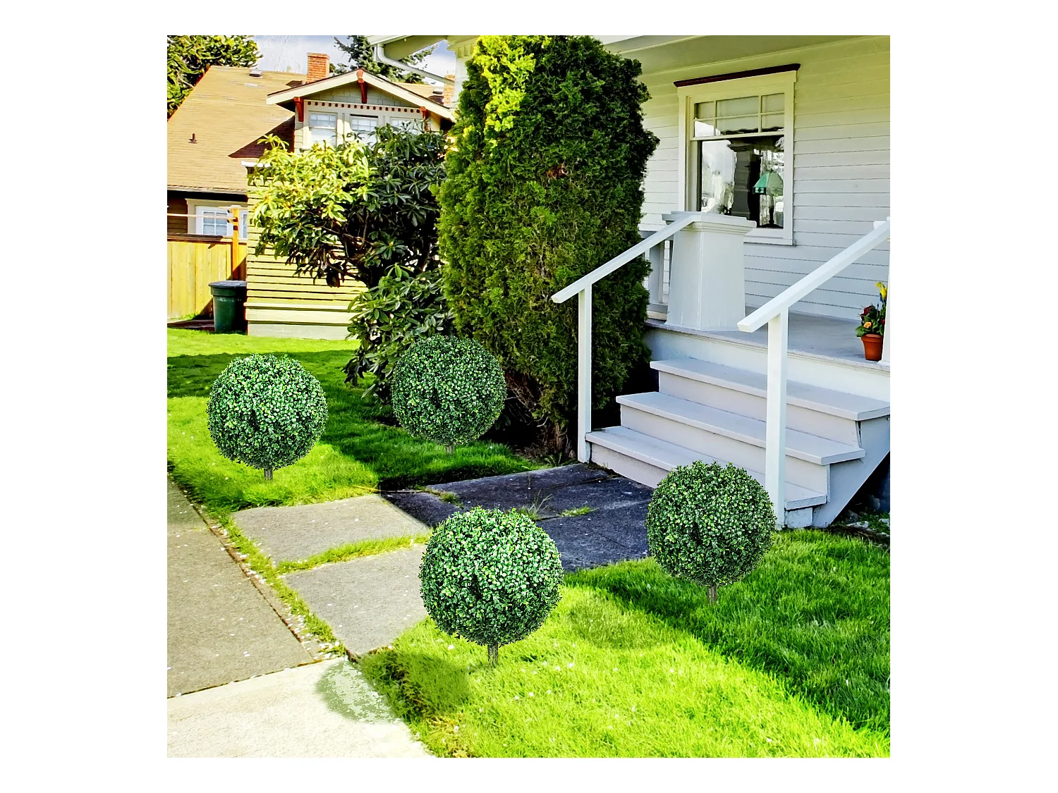 Buxus artificiel avec tige, UV-protégé, plastique, vert (40x40x70 cm)