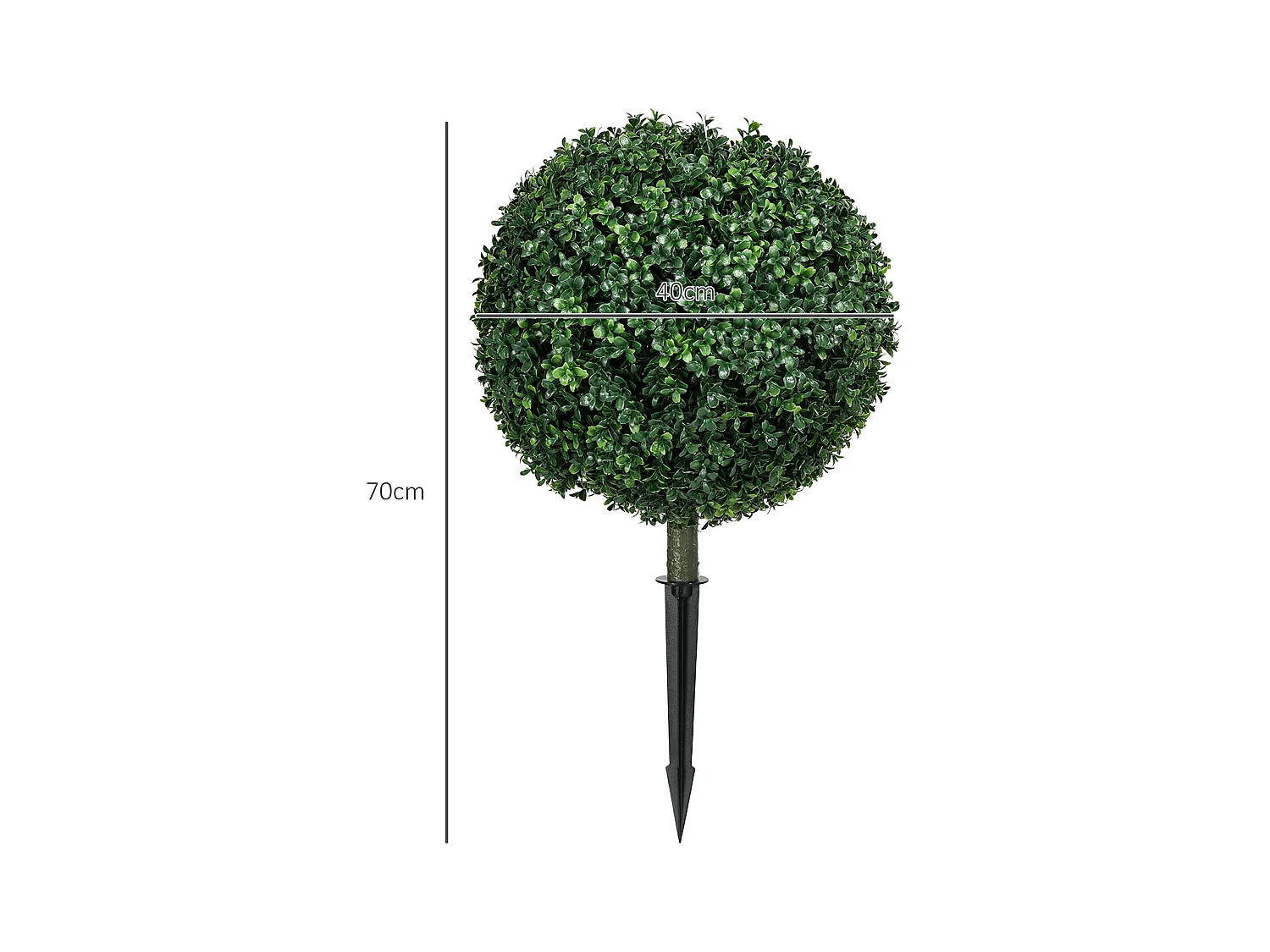 Buxus artificiel avec tige, UV-protégé, plastique, vert (40x40x70 cm)