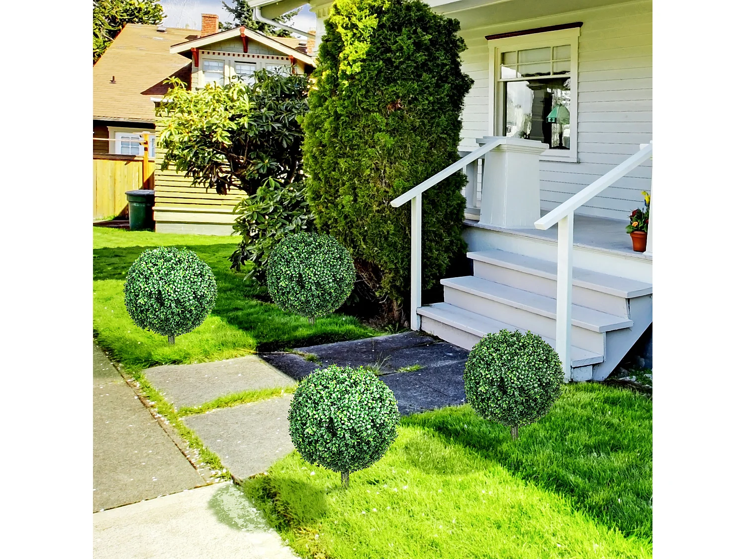 Buxus artificiel avec tige, UV-protégé, plastique, vert (40x40x70 cm)