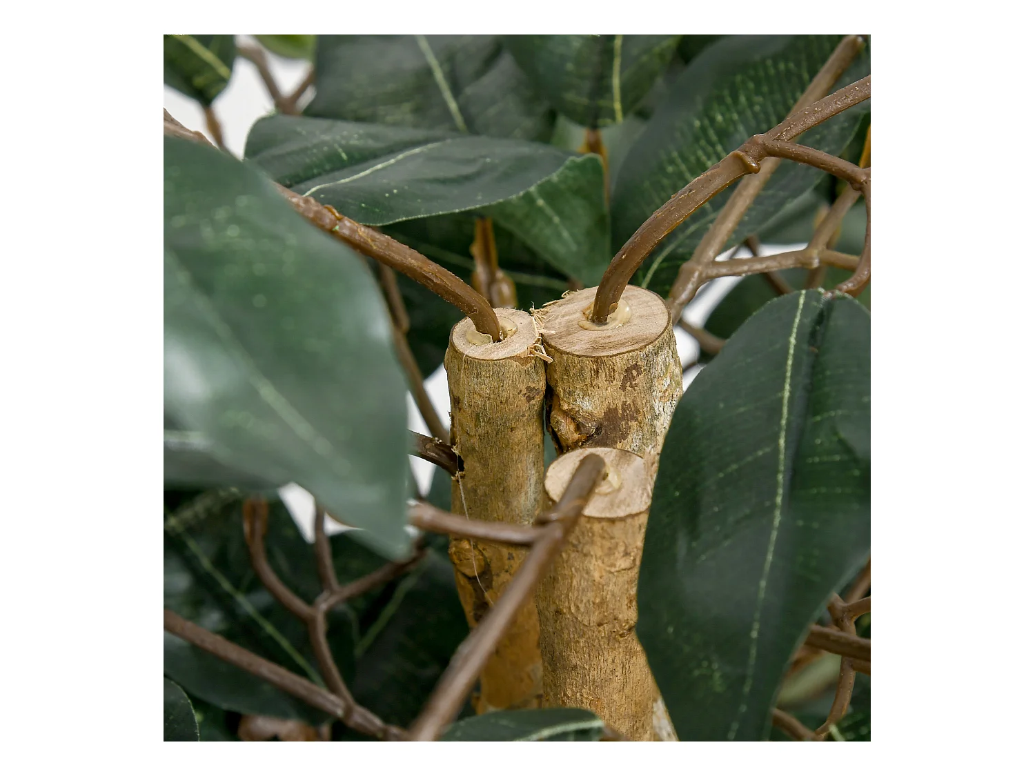 Ficus artificiel décoratif, pot plastique cimenté, vert naturel (17x17x150cm)