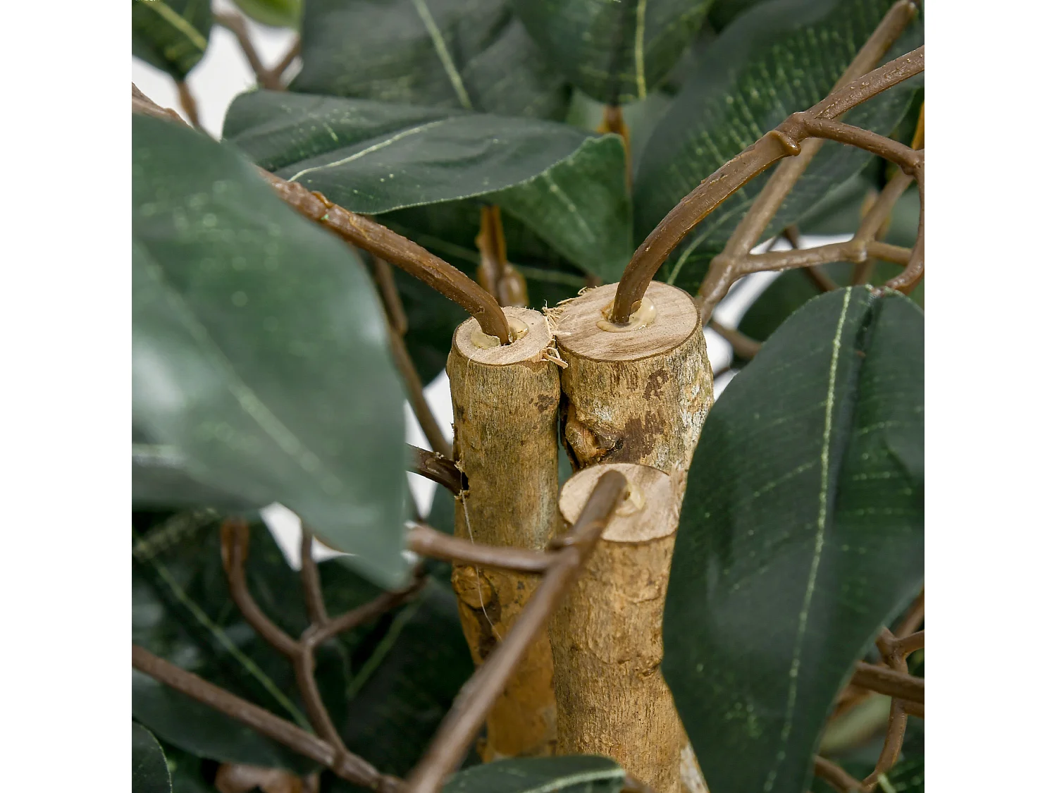 Ficus artificiel décoratif, pot plastique cimenté, vert naturel (17x17x150cm)