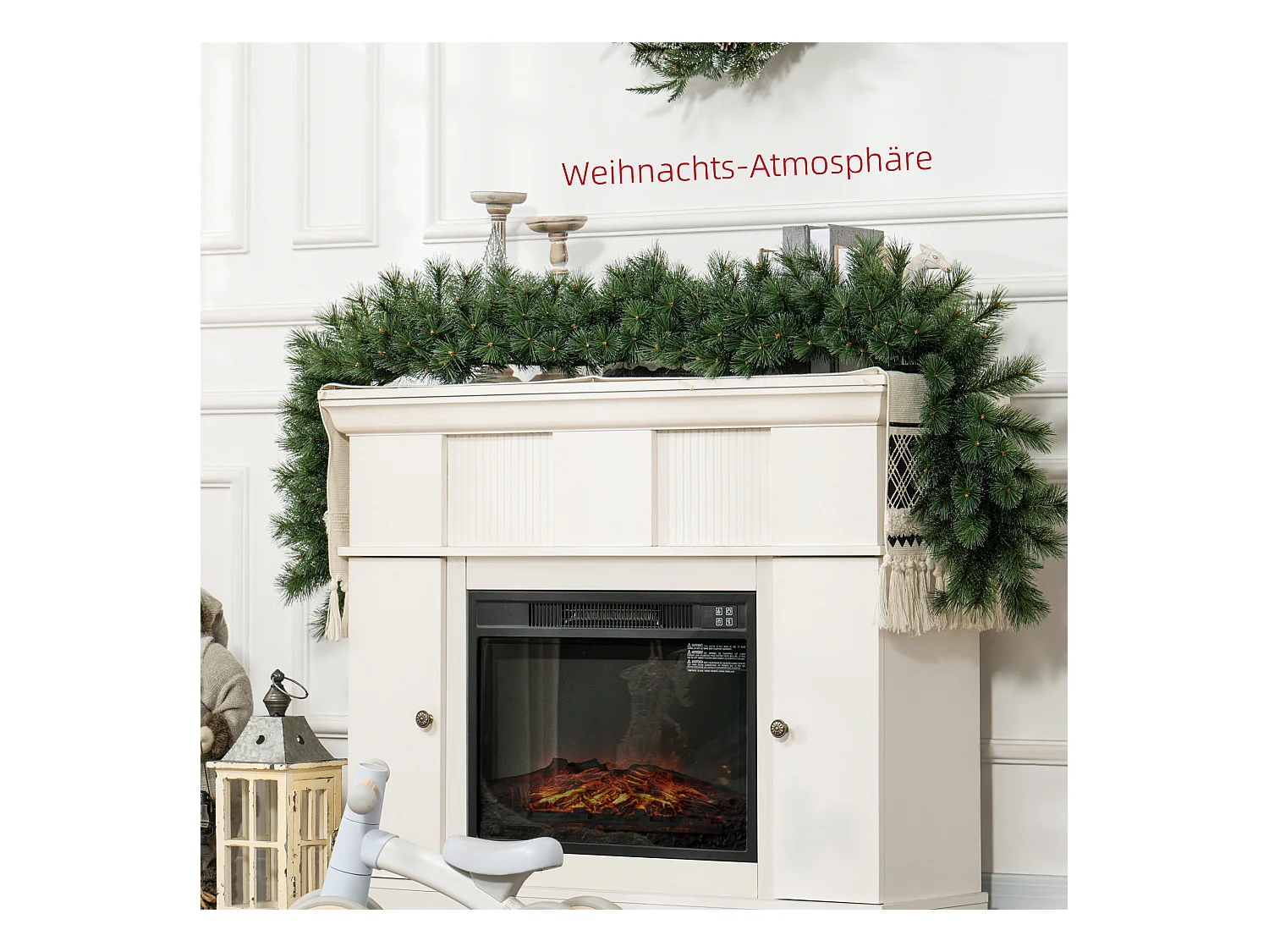 Guirlande de Noël artificielle 1,8 m avec 160 branches, décorative pour escalier et cheminée, flammée, en plastique vert (180x30x30 cm)