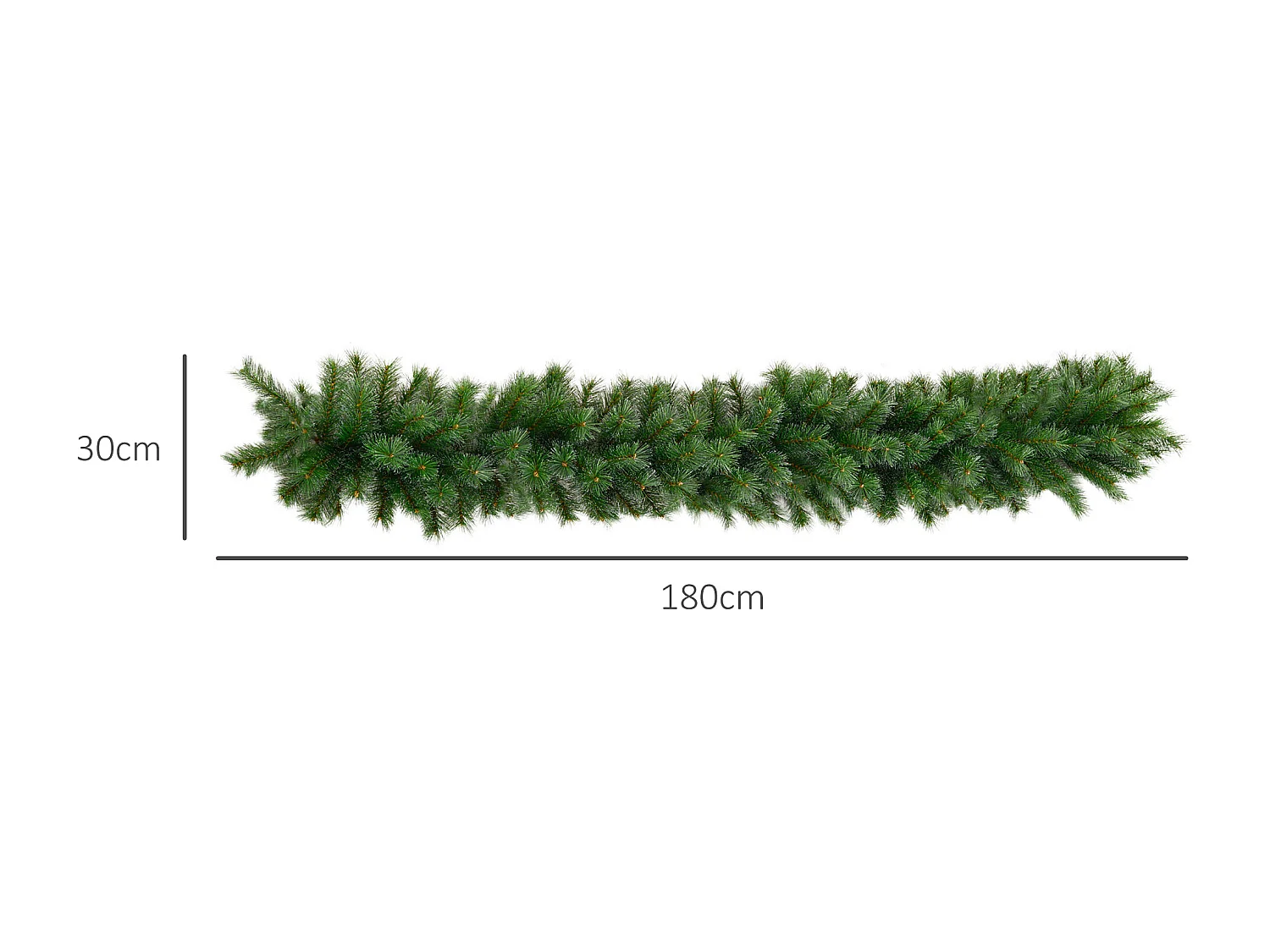 Guirlande de Noël artificielle 1,8 m avec 160 branches, décorative pour escalier et cheminée, flammée, en plastique vert (180x30x30 cm)