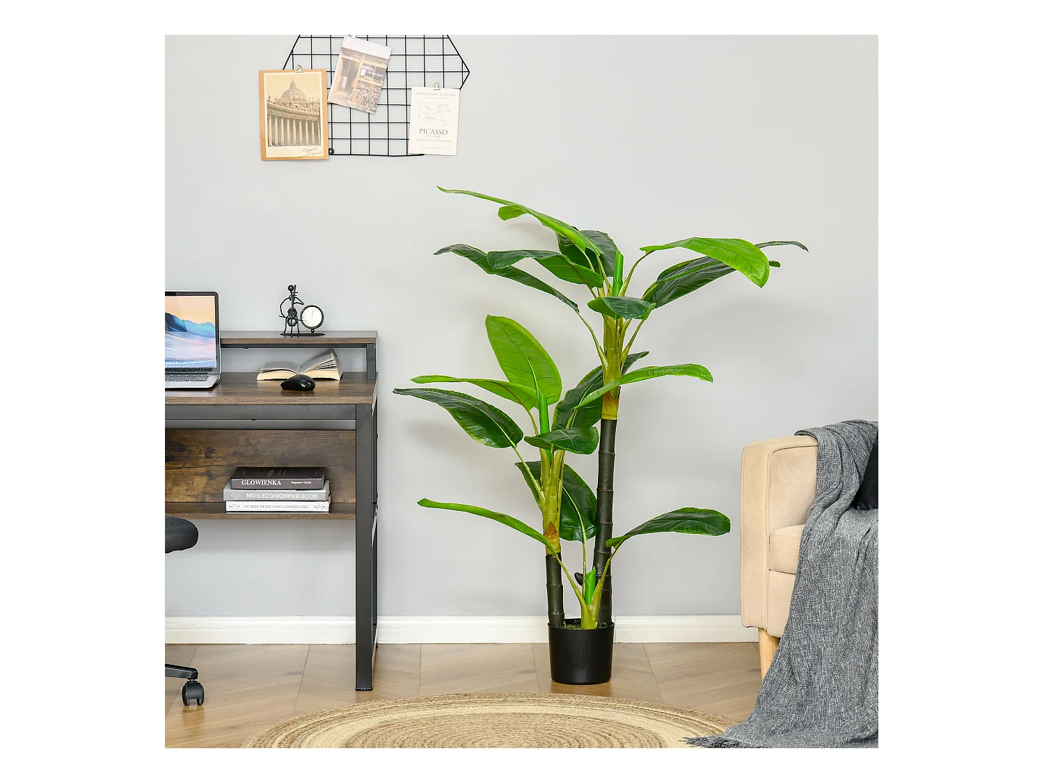 Plante artificielle bananier, 150 cm, avec pot et mousse PE, vert (17x17x150 cm)