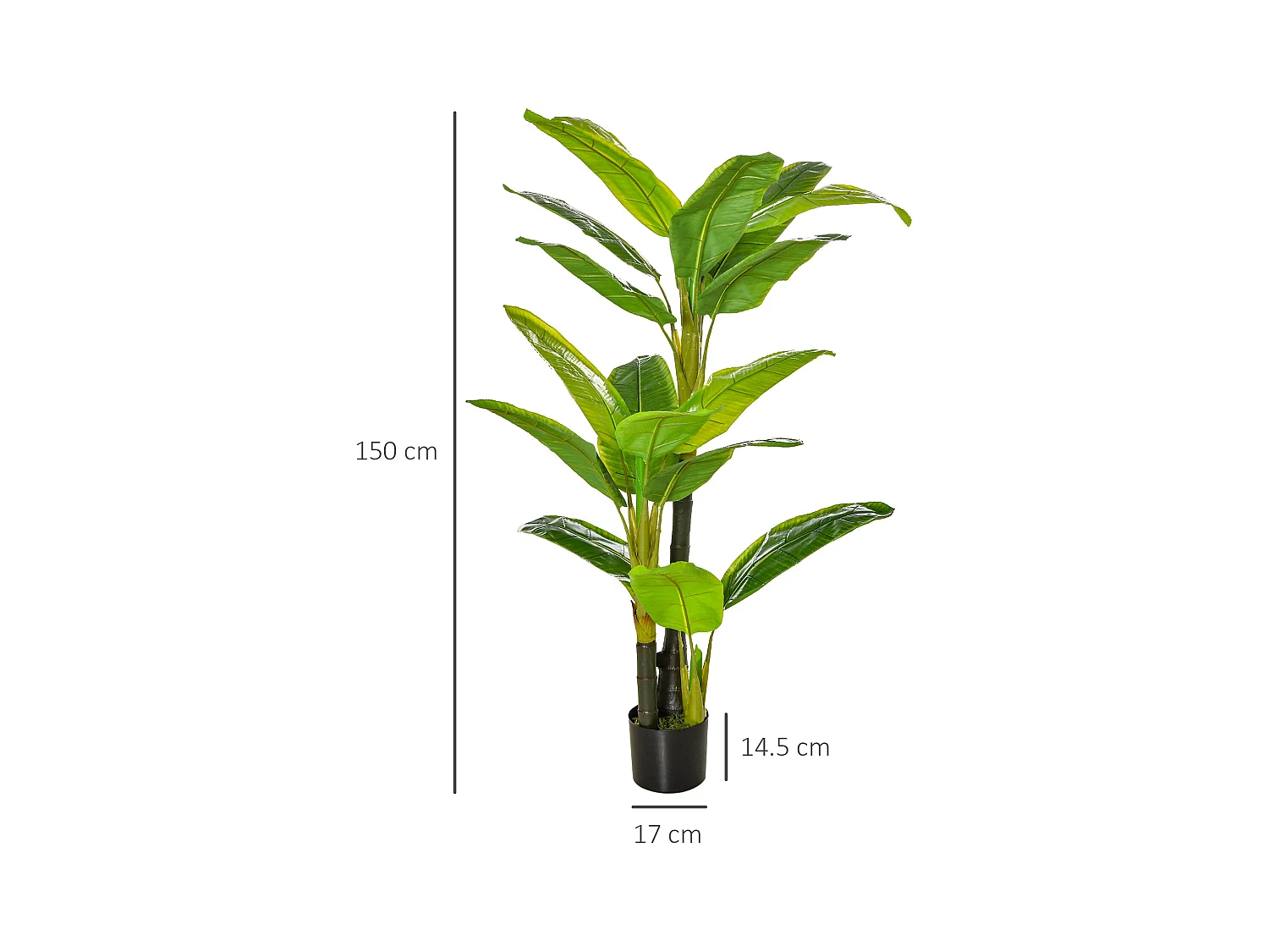 Plante artificielle bananier, 150 cm, avec pot et mousse PE, vert (17x17x150 cm)