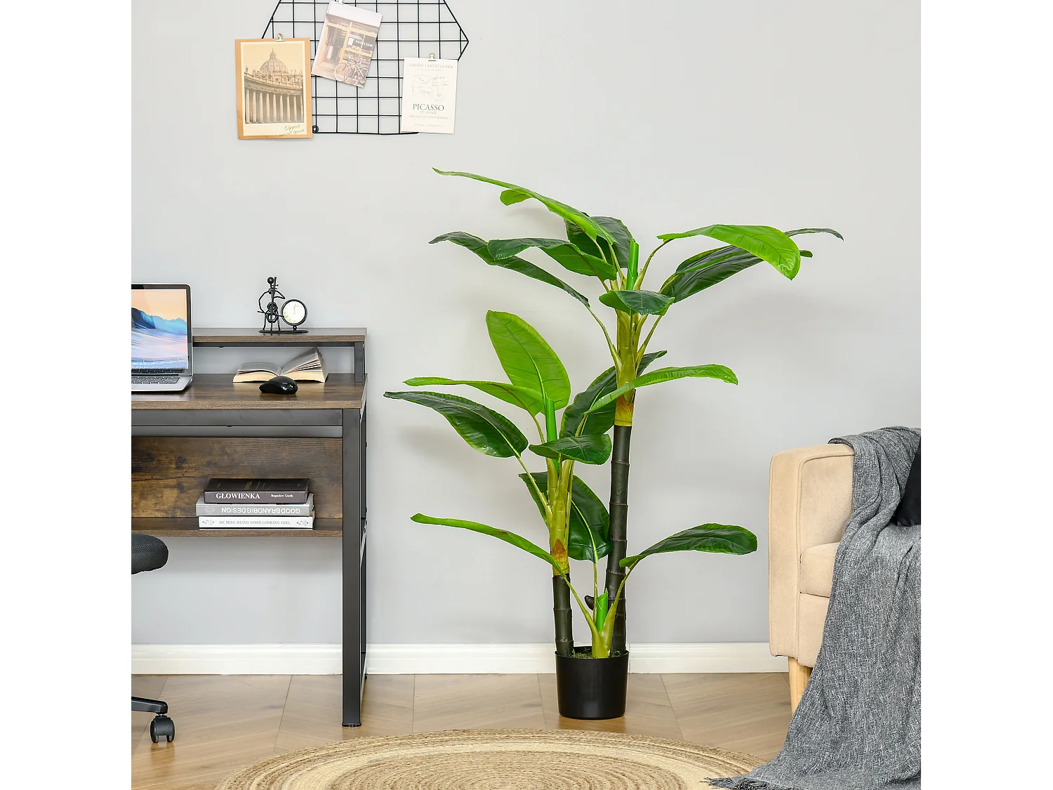 Plante artificielle bananier, 150 cm, avec pot et mousse PE, vert (17x17x150 cm)